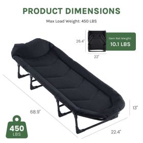 Folding Camping Recliner, 3-in-1 Heavy Duty Portable Sleeping Cot For Camping, Travel And Indoor (Option: Black 71IN)