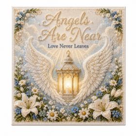 "Angels Are Near" Square Decorative Art with Pearls and Colorful Rhinestones for Daily Use (Option: Default)